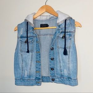 Ci Sono Denim Hooded Vest